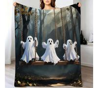 LEMRIXL Thick Baby Blanket 51"x59" Halloween Ghost a5606 | Portable Flannel Travel Blanket, 135x150 cm, Perfect for Car Office Naps and Couch Chair, Great Gift for Family & Friends