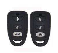 LemSa 2Pcs 3 Buttons Silicone Key Fob Cover Case Protector Holder for Hyundai Elantra Genesis Sonata Kia Sorento Forte Optima Rondo Spectra OSLOKA-423T, Black+Black