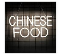 LEMST Hanging Art Neon Signs Chinese Food Neon Sign USB Powered Dimmable for Dining Room Shop Club Party Wall Decoration 20cm×40cm