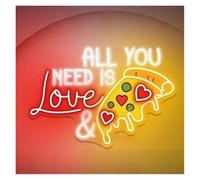 LEMST Sign Lamp All You Need is Love & Pizza Neon Sign Light for Pizza Store Restaurant Kitchen Wall Decor USB Powered Signs Illuminated Lamp 60cm(A)