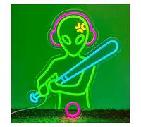 LEMST Sign Lamp Baseball Alien Neon Sign USB Dimmable for Drink Bar Man Cave Bedroom Hotel Shop Game Room Party Wall Decor 38x32cm