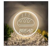 LEMST Sign Lamp Bread Neon Sign, Bakery Light,3D Engrave USB, for Wall Decor Welcome 35cmx35cm