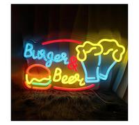 LEMST Sign Lamp Burger and Beer Neon Sign Hamburger Light Dimmable for Burger Shop Restaurant Night Market Bar Party Decor 43.18cmx23.32cm