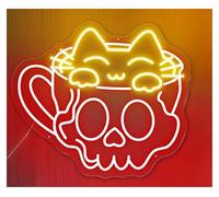 LEMST Sign Lamp Cat Neon Sign for Coffee Shop Welcome Kitchen Wall Decor 50cm(A)