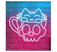 LEMST Sign Lamp Cat Neon Sign for Coffee Shop Welcome Kitchen Wall Decor 50cm(C)