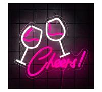 LEMST Sign Lamp Cheers Neon Sign Two Cups Light Dimmable for Birthday Party Pub Club Restaurant Shop Bar Home Wall Decor 35.5cmx27.5cm