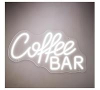 LEMST Sign Lamp Coffee Bar Neon Sign for Cafeteria Restaurant Coffee Bar Wall Accessories Home Room Decorations Lights 36x20cm(White)