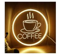 LEMST Sign Lamp Coffee Neon Light for Wall Decor,Powered By USB 3D Engrave Art Light, Adjustable Brightness Coffee and Tea Up Sign 30cmх30cm(B)