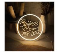 LEMST Sign Lamp Coffee Neon Light for Wall Decor,Powered By USB 3D Engrave Art Light, Adjustable Brightness Coffee and Tea Up Sign 30cmх30cm(C)