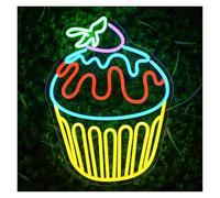 LEMST Sign Lamp Cupcake Neon Sign USB Dimmable for Ice Cream Shop Cake Store Livingroom Birthday Party Wall Decor 40x29.5cm