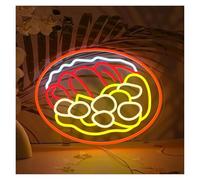LEMST Sign Lamp Curry Meat Dish Neon Sign Beef Curry Rice Light Dimmable for Indian Restaurant Kitchen Japanese Thai Style Wall Decor 42cmx32cm