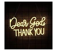 LEMST Sign Lamp Dear God Thank You Neon Sign Warm White Letter Light USB Powered for Office Room Living Room Classroom Decor 38cmx22.5cm