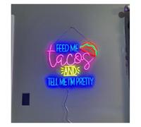 LEMST Sign Lamp Feed Me Tacos and Tell I'm Pretty Neon Sign for Restaurant Decor Taco Lights Night Light 47cmx55cm(A)