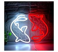 LEMST Sign Lamp Fish Neon Sign USB Powered Dimmable Light for Game Room Bedroom Store Bar Club Restaurant Shop Home Wall Art Decor 34cmx27.7cm