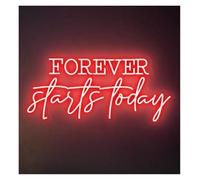 LEMST Sign Lamp Forever Starts Today Neon Sign Bedroom Wall Decor(D,60cm)
