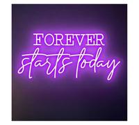 LEMST Sign Lamp Forever Starts Today Neon Sign Bedroom Wall Decor(E,60cm)