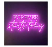 LEMST Sign Lamp Forever Starts Today Neon Sign Bedroom Wall Decor(H,50cm)