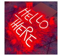 LEMST Sign Lamp Hello There Neon Sign Room Decoration Bar Gameroom Bedroom Livingroom Birthday Party 43x37cm(Red)