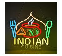 LEMST Sign Lamp Indian Cuisine Neon Sign Taj Mahal LED Light Dimmable for Restaurant Kitchen Spice Theme Wall Decor 42cmx35cm