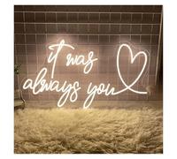 LEMST Sign Lamp It was Always You Neon Sign Light Dimmable USB Powered for Wedding Party Engaged Birthday Room Wall Hanging Decor 40cmx23cm