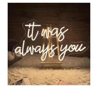 LEMST Sign Lamp It was Always You Neon Sign Wedding Decorations for Engagement Party Home Room Wall Decoration Light 40x23cm(Warm White)