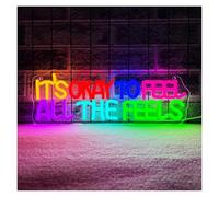 LEMST Sign Lamp It's Okay to Feel All The Feels Neon Sign USB Powered Dimmable for Office Therapy Room Studio Decoration Bedroom Wall Decor 40x14cm/15.7x5.5in
