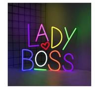 LEMST Sign Lamp Lady Boss Neon Signs, USB Powered Adjustable Brightness Letter Neon Light Suitable for Man Cave Birthday Party Wall Decor 30.8cmx35cm