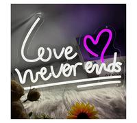 LEMST Sign Lamp Love Never Ends Neon Sign USB LED Light for Wedding Party Bar Garage Bedroom Decoration Birthday 15.75x11.1in/40x28.3cm(Shape B)