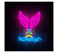 LEMST Sign Lamp Mermaid Tail Neon Sign Light Dimmable USB Powered for Bedroom Living Room Aquarium Birthday Party Romantic Wall Decor 23cmx28.5cm