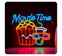 LEMST Sign Lamp Movie Time Neon Sign Popcorn Cinema LED Light Brightness Adjustable for Wall Decor for Film Cinema Room Party 41.91cm×32cm