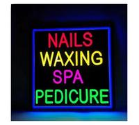 LEMST Sign Lamp Nails Waxing Spa Pedicure Neon Sign LED Light for Nail Beauty Salon Skincare Studio Business Signboard Window Decor USB Powered Dimmable 35cmx35cm