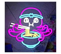 LEMST Sign Lamp Octopus Eat Ramen Neon Sign Light Dimmable for Restaurant Kitchen Club Hotel Pub Party Decor Sign Illuminated Lamp 34cmx32cm