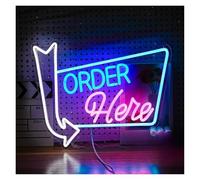 LEMST Sign Lamp Order Here Neon Sign Letters USB Power Supply Switch Light for Restaurant Shop Bar Business Wall Decor 29cmх40cm