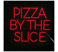 LEMST Sign Lamp Pizza By The Slice Neon Sign Wall Decor Bar Pub Restaurant Storefront Window Display Business Entrance 19.69x17.20in/50x43.7cm