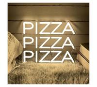 LEMST Sign Lamp Pizza Neon Sign Light for Pizza Restaurant Home Bar Kitchen Fast Food Open Wall Decor Sign Illuminated(Warm White,55x43cm)
