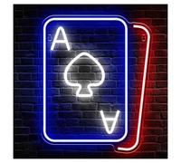 LEMST Sign Lamp Poker Neon, Classic Poker Design, USB Powered, Dimmable Switch, Suitable for Chess Room, Bar 35x28.37cm