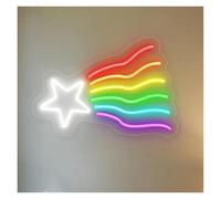 LEMST Sign Lamp Rainbow Star Neon Sign USB Powered Dimmable Kids Bedroom Party Backdrop Store Decor Multipurpose 45x32cm