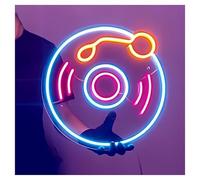 LEMST Sign Lamp Retro Record Modeling Neon Light Bar Pub Decoration Night Lamp Creative Ornament Decor 30x30cm(A)