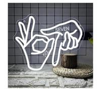 LEMST Sign Lamp Six Seven Neon Sign Hands Gesture LED Light Dimmable for Bar Party Gaming Room Bedroom Wall Art Decoration USB Illuminated Lamp 13.39inx11.02in