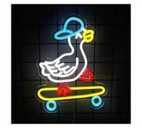LEMST Sign Lamp Skateboard Duck Neon Sign for Wall Decor Dimmable Light for Bedroom Game Room Birthday Party Illuminated USB Night Lamp 35cmx27cm