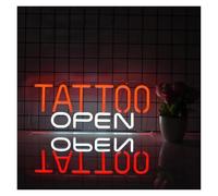LEMST Sign Lamp Tattoo Open, Tattoo Parlor Open Sign, Neon Commercial Sign with Dimmable Switch 38x15.6cm