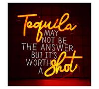 LEMST Sign Lamp Tequila May Not Be The Answer But It's Worth A Shot Neon Sign USB LED Light for Club Bar Bedroom Decoration 13.1x13.1in