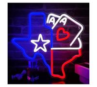 LEMST Sign Lamp Texas Map Double A Poker Neon Sign USB Dimmable LED Light for Casino Card Board Game Room Wall Art Decoration 13.8inx12.8in