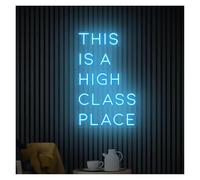 LEMST Sign Lamp This is A High Class Place Neon Sign Business Western Room Restaurant Bar Club Wall Art Decor 40x25cm(Ice Blue)