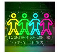 LEMST Sign Lamp Together We Do Great Things Neon Sign Carving Dimmable Wall Decor for Inspirational Office School Home 36.5x25.9cm