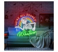 LEMST Sign Lamp We're All Doomed But Whatever Neon Sign,Suitable for Wall Rainbow Decor 60cmx65cm(B)
