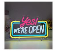 LEMST Sign Lamp Yes !WE are Open Neon Sign USB Dimmable for Storefront Window Bakery Flower Shop Coffee Restaurant Hotel Decor 35.5х22cm