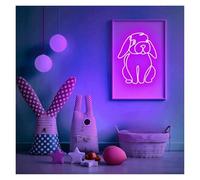 LEMST Signs Lamp Bunny Neon Sign USB Powered Adjustable Brightness Rabbit Neon Lights Suitable for Bedroom Wall Decor 28cmx38.1cm(E)