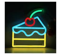 LEMST Signs Lamp Cake with Cherry Neon Sign USB Powered Wall Hanging Light for Dessert Bakery, Coffee Shop, Restaurant, Kitchen Decoration 20cmx18.3cm