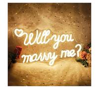 LEMST Signs Lamp Commercial Light Will You Marry Me? Neon Signs USB Powered, Adjustable Brightness Neon Lights 24.5cmx40cm(B)
